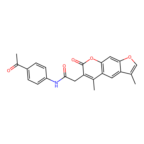 N-(4-acetylphenyl)-2-(3,5-dimethyl-7-oxo-7H-furo[3,2-g]chromen-6-yl)acetamide structure