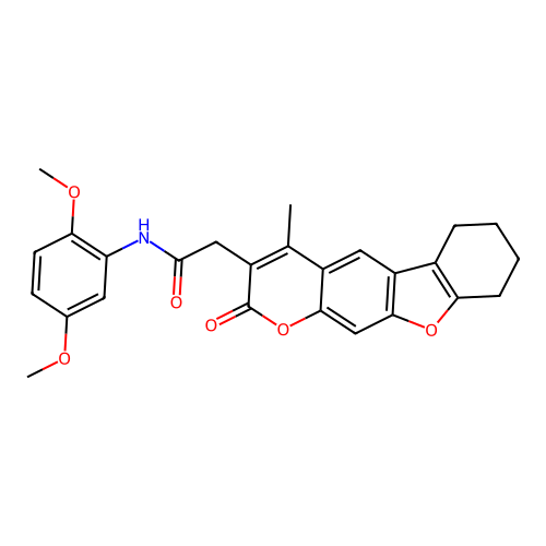 N-(2,5-dimethoxyphenyl)-2-(4-methyl-2-oxo-6,7,8,9-tetrahydro-2H-benzofuro[3,2-g]chromen-3-yl)acetamide structure