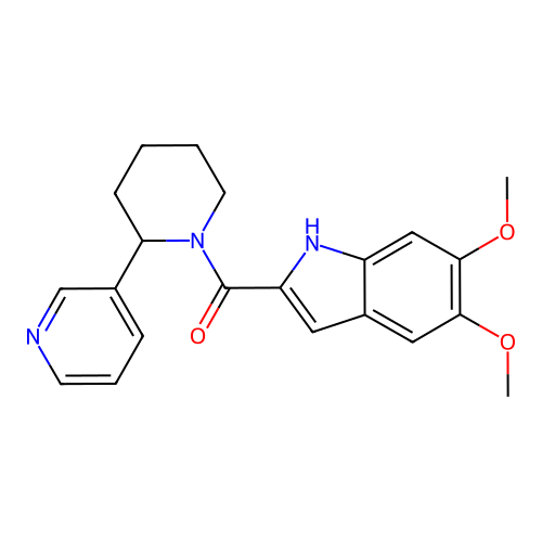 (5,6-dimethoxy-1H-indol-2-yl)(2-(pyridin-3-yl)piperidin-1-yl)methanone structure