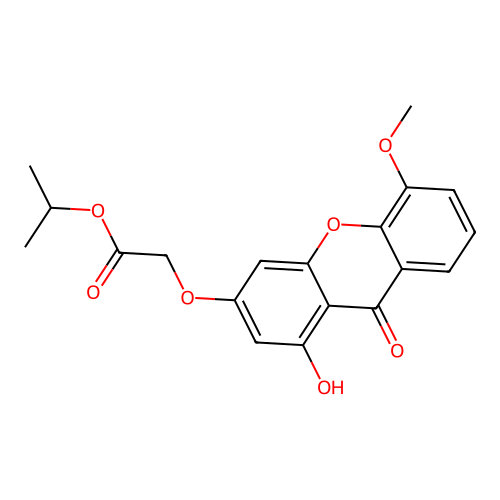 isopropyl 2-((1-hydroxy-5-methoxy-9-oxo-9H-xanthen-3-yl)oxy)acetate structure