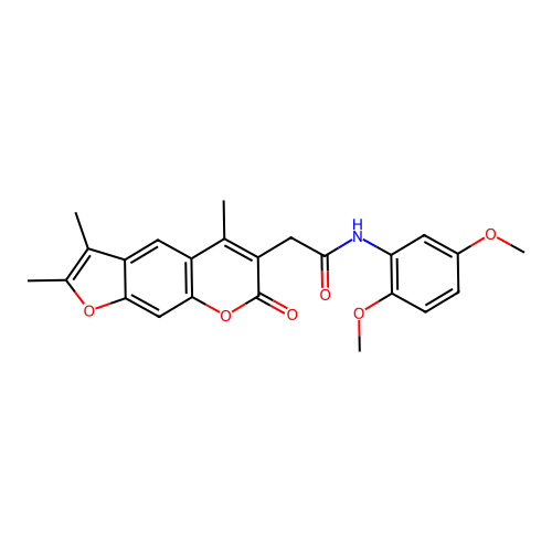 N-(2,5-dimethoxyphenyl)-2-(2,3,5-trimethyl-7-oxo-7H-furo[3,2-g]chromen-6-yl)acetamide structure