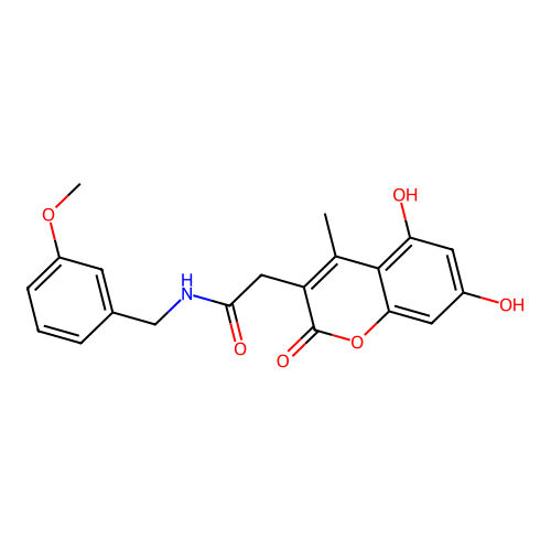 2-(5,7-dihydroxy-4-methyl-2-oxo-2H-chromen-3-yl)-N-(3-methoxybenzyl)acetamide structure