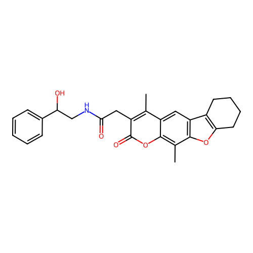 2-(4,11-dimethyl-2-oxo-6,7,8,9-tetrahydro-2H-benzofuro[3,2-g]chromen-3-yl)-N-(2-hydroxy-2-phenylethyl)acetamide structure