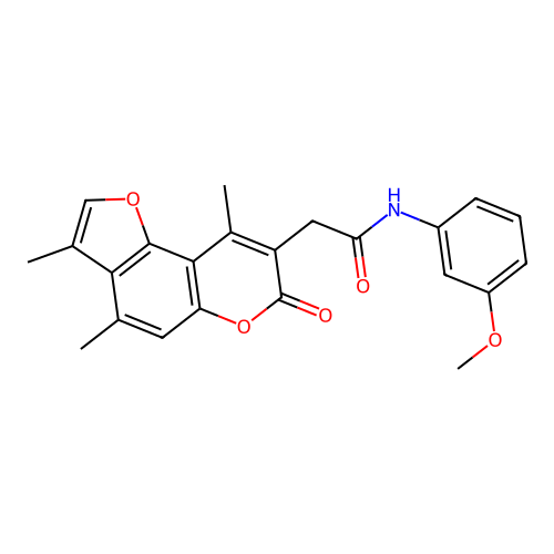 N-(3-methoxyphenyl)-2-(3,4,9-trimethyl-7-oxo-7H-furo[2,3-f]chromen-8-yl)acetamide structure