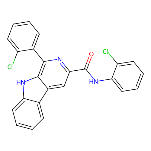 N,1-bis(2-chlorophenyl)-9H-pyrido[3,4-b]indole-3-carboxamide structure