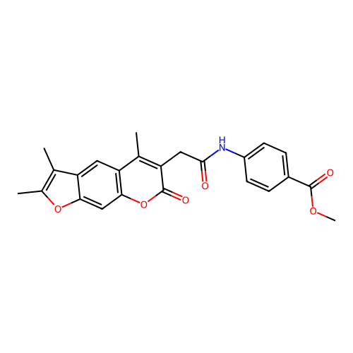 methyl 4-(2-(2,3,5-trimethyl-7-oxo-7H-furo[3,2-g]chromen-6-yl)acetamido)benzoate structure