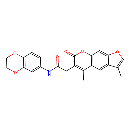 N-(2,3-dihydrobenzo[b][1,4]dioxin-6-yl)-2-(3,5-dimethyl-7-oxo-7H-furo[3,2-g]chromen-6-yl)acetamide structure