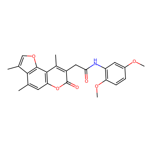 N-(2,5-dimethoxyphenyl)-2-(3,4,9-trimethyl-7-oxo-7H-furo[2,3-f]chromen-8-yl)acetamide structure