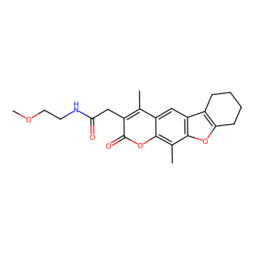 2-(4,11-dimethyl-2-oxo-6,7,8,9-tetrahydro-2H-benzofuro[3,2-g]chromen-3-yl)-N-(2-methoxyethyl)acetamide structure