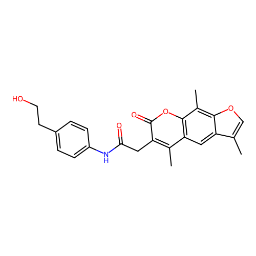 N-(4-(2-hydroxyethyl)phenyl)-2-(3,5,9-trimethyl-7-oxo-7H-furo[3,2-g]chromen-6-yl)acetamide structure