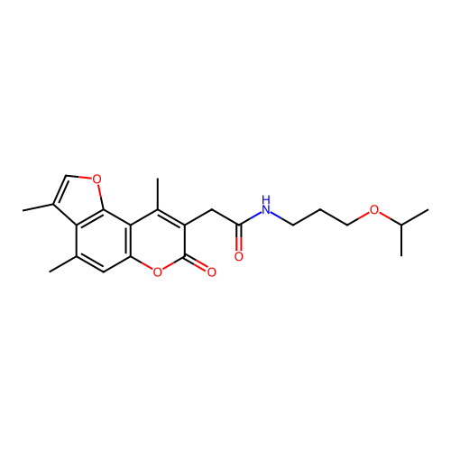 N-(3-isopropoxypropyl)-2-(3,4,9-trimethyl-7-oxo-7H-furo[2,3-f]chromen-8-yl)acetamide structure