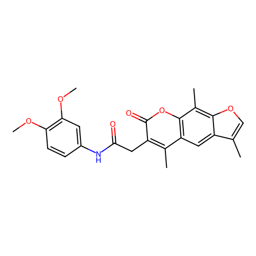 N-(3,4-dimethoxyphenyl)-2-(3,5,9-trimethyl-7-oxo-7H-furo[3,2-g]chromen-6-yl)acetamide structure