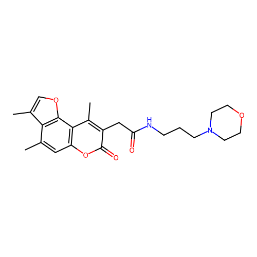 N-(3-morpholinopropyl)-2-(3,4,9-trimethyl-7-oxo-7H-furo[2,3-f]chromen-8-yl)acetamide structure