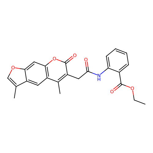 ethyl 2-(2-(3,5-dimethyl-7-oxo-7H-furo[3,2-g]chromen-6-yl)acetamido)benzoate structure