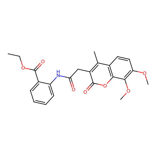 ethyl 2-(2-(7,8-dimethoxy-4-methyl-2-oxo-2H-chromen-3-yl)acetamido)benzoate structure
