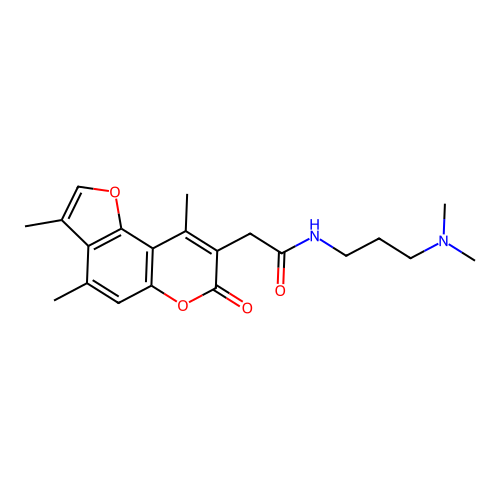 N-(3-(dimethylamino)propyl)-2-(3,4,9-trimethyl-7-oxo-7H-furo[2,3-f]chromen-8-yl)acetamide structure