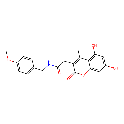 2-(5,7-dihydroxy-4-methyl-2-oxo-2H-chromen-3-yl)-N-(4-methoxybenzyl)acetamide structure