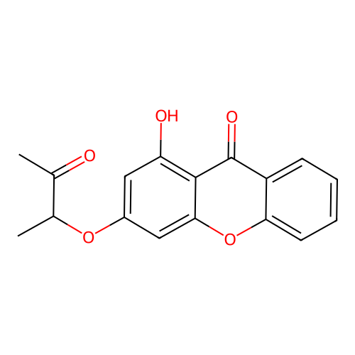 1-hydroxy-3-((3-oxobutan-2-yl)oxy)-9H-xanthen-9-one structure