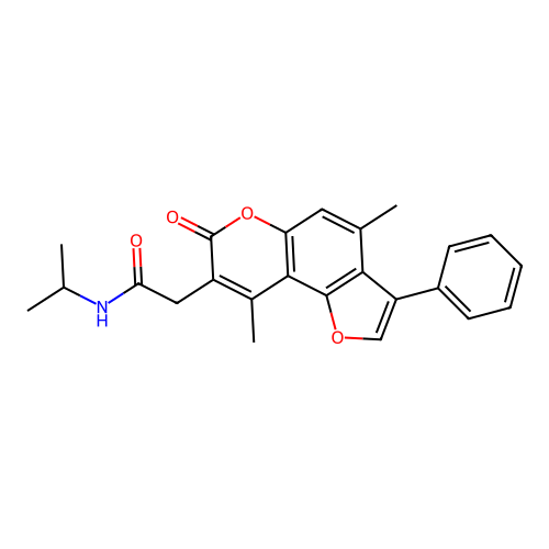 2-(4,9-dimethyl-7-oxo-3-phenyl-7H-furo[2,3-f]chromen-8-yl)-N-isopropylacetamide structure