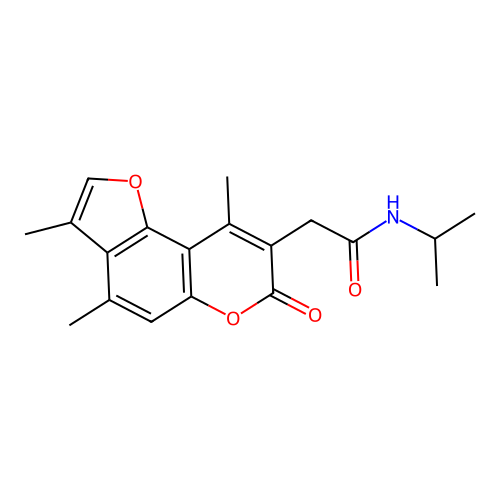 N-isopropyl-2-(3,4,9-trimethyl-7-oxo-7H-furo[2,3-f]chromen-8-yl)acetamide structure