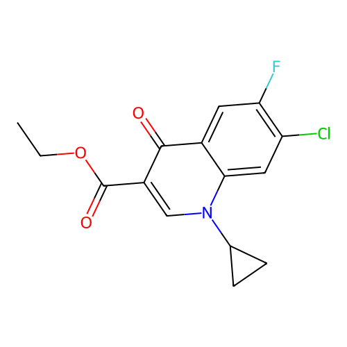 Ethyl 7-chloro-1-cyclopropyl-6-fluoro-4-oxoquinoline-3-carboxylate structure