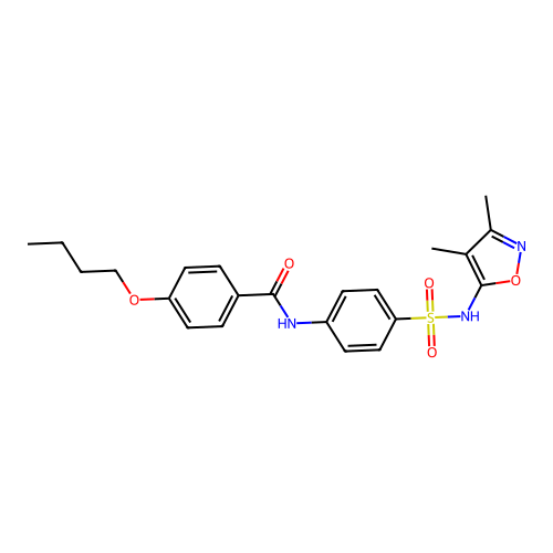 4-butoxy-N-[4-[(3,4-dimethyl-1,2-oxazol-5-yl)sulfamoyl]phenyl]benzamide structure
