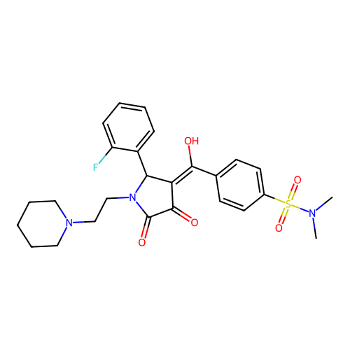 4-(2-(2-fluorophenyl)-4-hydroxy-5-oxo-1-(2-(piperidin-1-yl)ethyl)-2,5-dihydro-1H-pyrrole-3-carbonyl)-N,N-dimethylbenzenesulfonamide structure