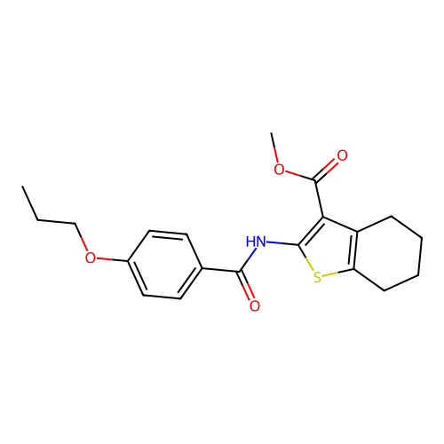 methyl 2-(4-propoxybenzamido)-4,5,6,7-tetrahydrobenzo[b]thiophene-3-carboxylate structure