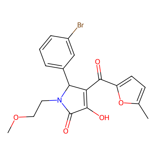 5-(3-bromophenyl)-3-hydroxy-1-(2-methoxyethyl)-4-(5-methylfuran-2-carbonyl)-2,5-dihydro-1H-pyrrol-2-one structure