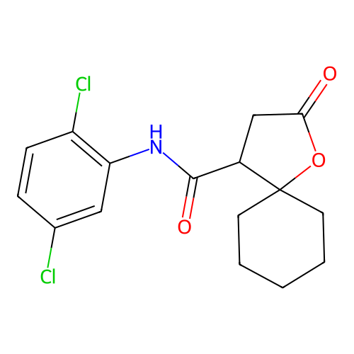 N-(2,5-dichlorophenyl)-2-oxo-1-oxaspiro[4.5]decane-4-carboxamide structure