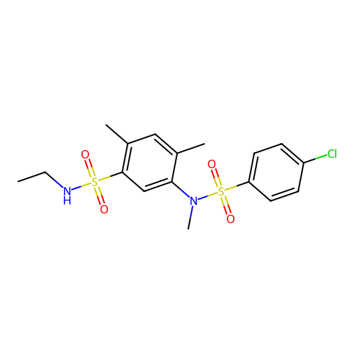 5-[(4-chlorophenyl)sulfonyl-methylamino]-N-ethyl-2,4-dimethylbenzenesulfonamide structure