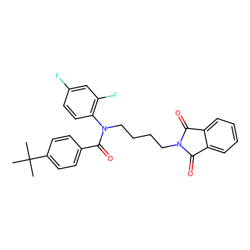 4-tert-butyl-N-(2,4-difluorophenyl)-N-[4-(1,3-dioxoisoindol-2-yl)butyl]benzamide structure