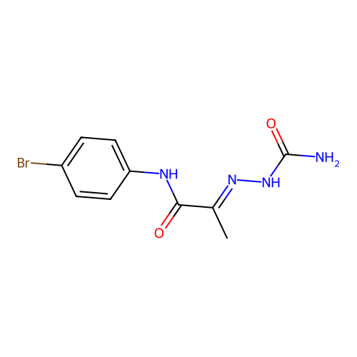 N-(4-bromophenyl)-2-(carbamoylhydrazinylidene)propanamide structure