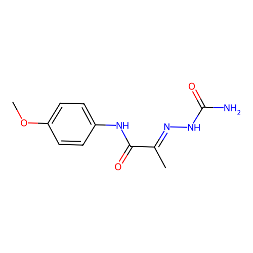 2-(carbamoylhydrazinylidene)-N-(4-methoxyphenyl)propanamide structure