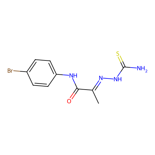 N-(4-bromophenyl)-2-(carbamothioylhydrazinylidene)propanamide structure