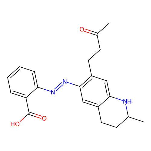 Benzoic acid, 2-[2-[1,2,3,4-tetrahydro-2-methyl-7-(3-oxobutyl)-6-quinolinyl]diazenyl]- structure