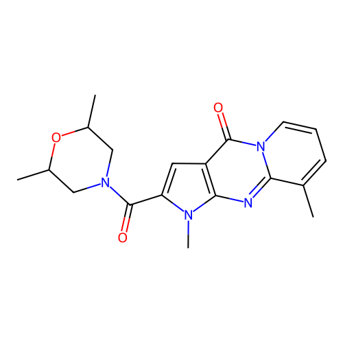 2-(2,6-dimethylmorpholine-4-carbonyl)-1,9-dimethylpyrido[1,2-a]pyrrolo[2,3-d]pyrimidin-4(1H)-one structure