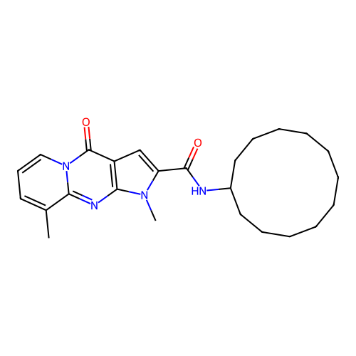 N-cyclododecyl-1,9-dimethyl-4-oxo-1,4-dihydropyrido[1,2-a]pyrrolo[2,3-d]pyrimidine-2-carboxamide structure