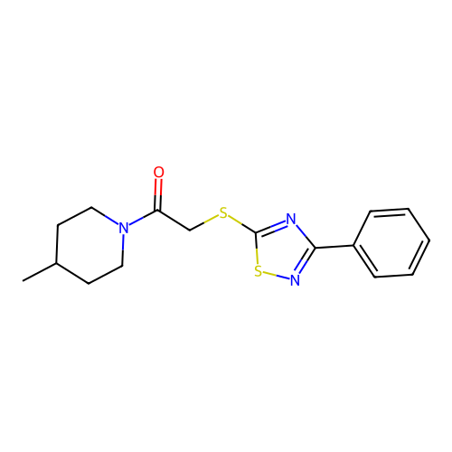 1-(4-Methylpiperidin-1-yl)-2-((3-phenyl-1,2,4-thiadiazol-5-yl)thio)ethanone structure