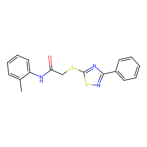 N-(2-methylphenyl)-2-[(3-phenyl-1,2,4-thiadiazol-5-yl)sulfanyl]acetamide structure