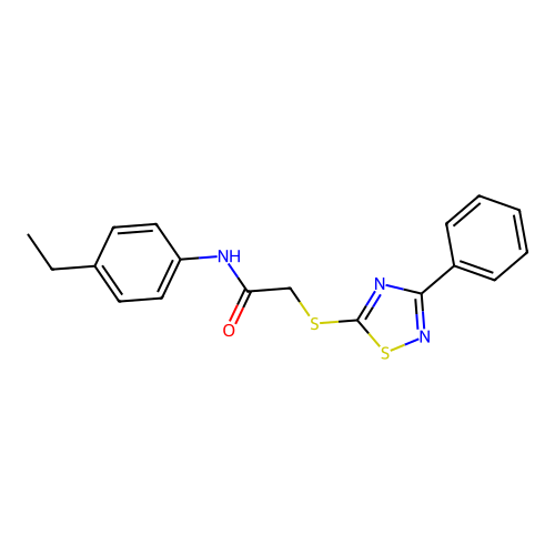 N-(4-ethylphenyl)-2-[(3-phenyl-1,2,4-thiadiazol-5-yl)sulfanyl]acetamide structure