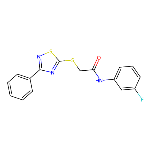 N-(3-fluorophenyl)-2-[(3-phenyl-1,2,4-thiadiazol-5-yl)sulfanyl]acetamide structure