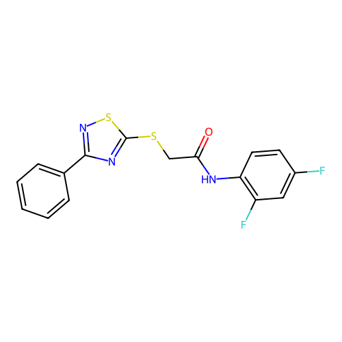 N-(2,4-difluorophenyl)-2-[(3-phenyl-1,2,4-thiadiazol-5-yl)sulfanyl]acetamide structure