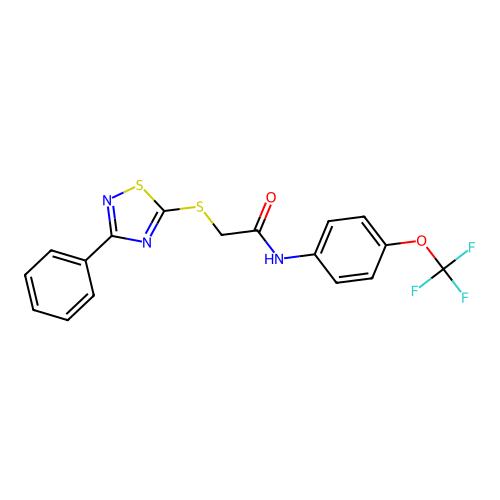 2-[(3-phenyl-1,2,4-thiadiazol-5-yl)sulfanyl]-N-[4-(trifluoromethoxy)phenyl]acetamide structure