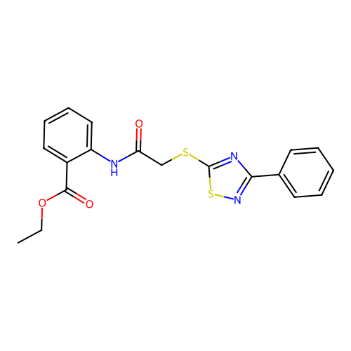 Ethyl 2-(2-((3-phenyl-1,2,4-thiadiazol-5-yl)thio)acetamido)benzoate structure