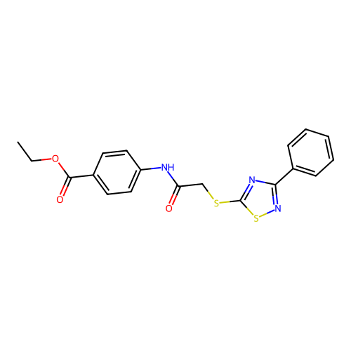 Ethyl 4-(2-((3-phenyl-1,2,4-thiadiazol-5-yl)thio)acetamido)benzoate structure