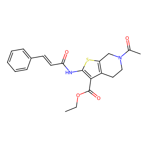 ethyl 6-acetyl-2-cinnamamido-4,5,6,7-tetrahydrothieno[2,3-c]pyridine-3-carboxylate structure