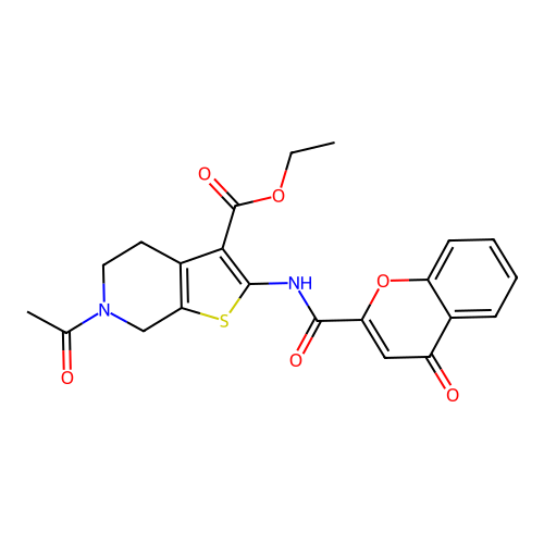 ethyl 6-acetyl-2-(4-oxo-4H-chromene-2-carboxamido)-4,5,6,7-tetrahydrothieno[2,3-c]pyridine-3-carboxylate structure
