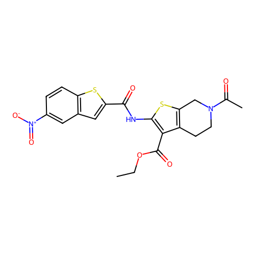 ethyl 6-acetyl-2-(5-nitrobenzo[b]thiophene-2-carboxamido)-4,5,6,7-tetrahydrothieno[2,3-c]pyridine-3-carboxylate structure