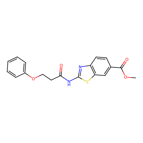 Methyl 2-(3-phenoxypropanamido)benzo[d]thiazole-6-carboxylate structure